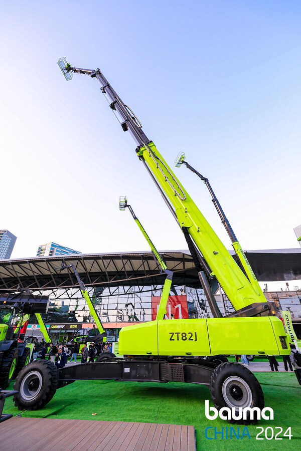 The ZT82J, world's tallest straight boom aerial work platform by Zoomlion